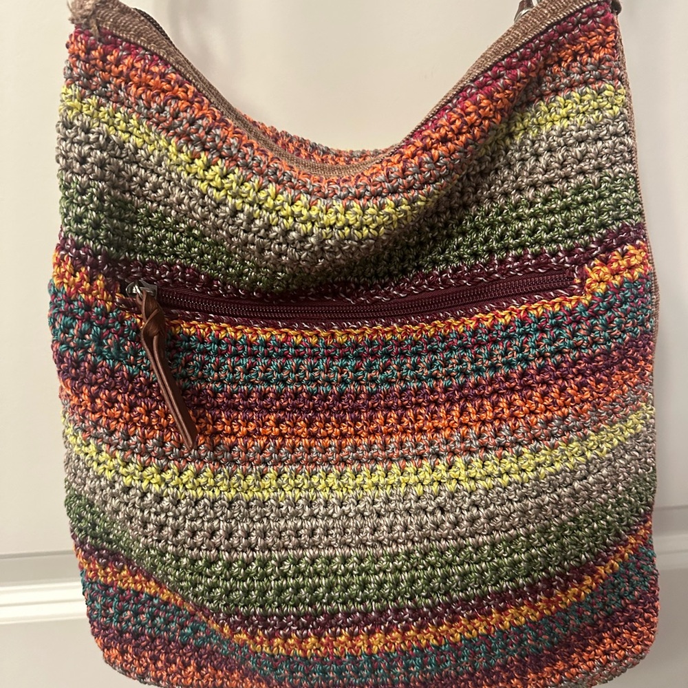 The Sak Brown and Red Crossbody Bag with Bohemian Style - Picture 2 of 10